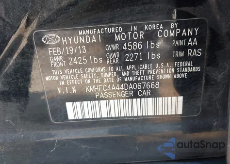 2013 Hyundai Sonata Hybrid Limited from USA, damaged, VIN KMHEC4A44DA067668